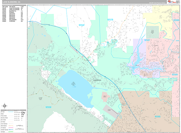 Lake Elsinore Wall Map